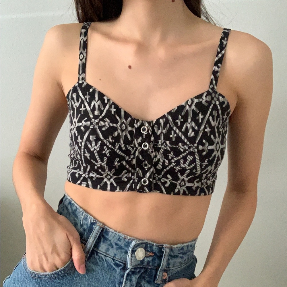 Roxy Black Patterned Bralette / Crop Top